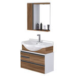 Gabinete Suspenso para Banheiro com Lavatório e Espelheira Firenze 72,5cm Nogal Sevilha A.J. Rorato